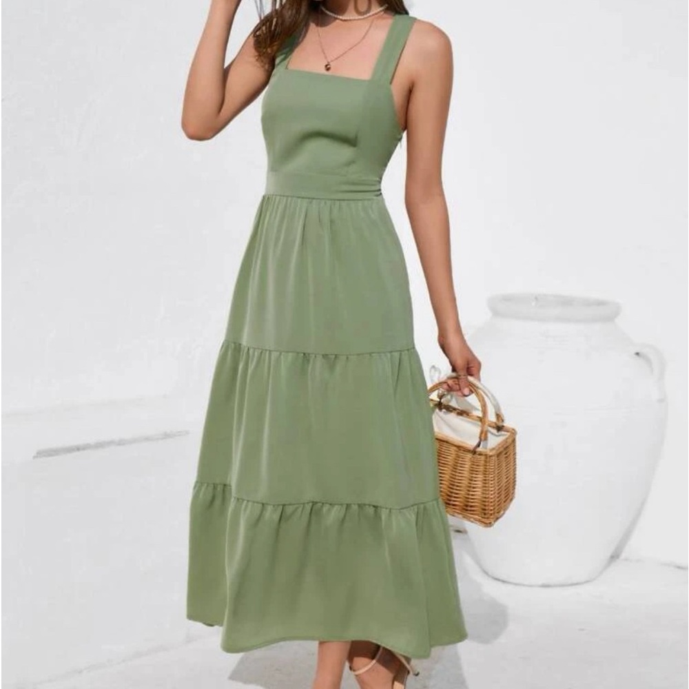 Solid Layered Hem Cami Dress